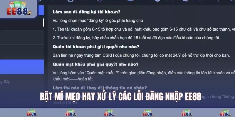 Bật mí mẹo hay xử lý các lỗi đăng nhập EE88